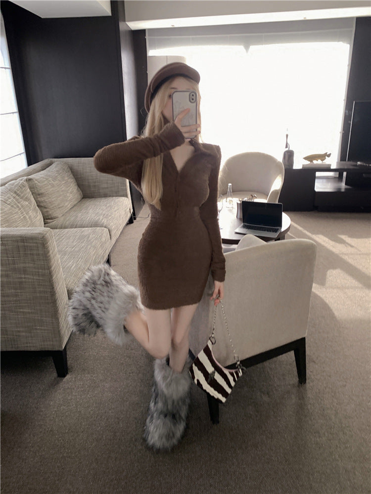 Maillard Wool Knitted Dress Women