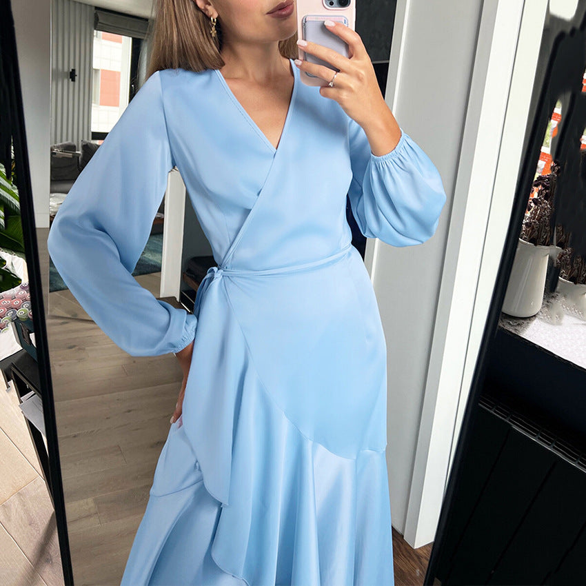 Lantern Sleeve Special-interest Design Fishtail Skirt High Waist Long Skirt