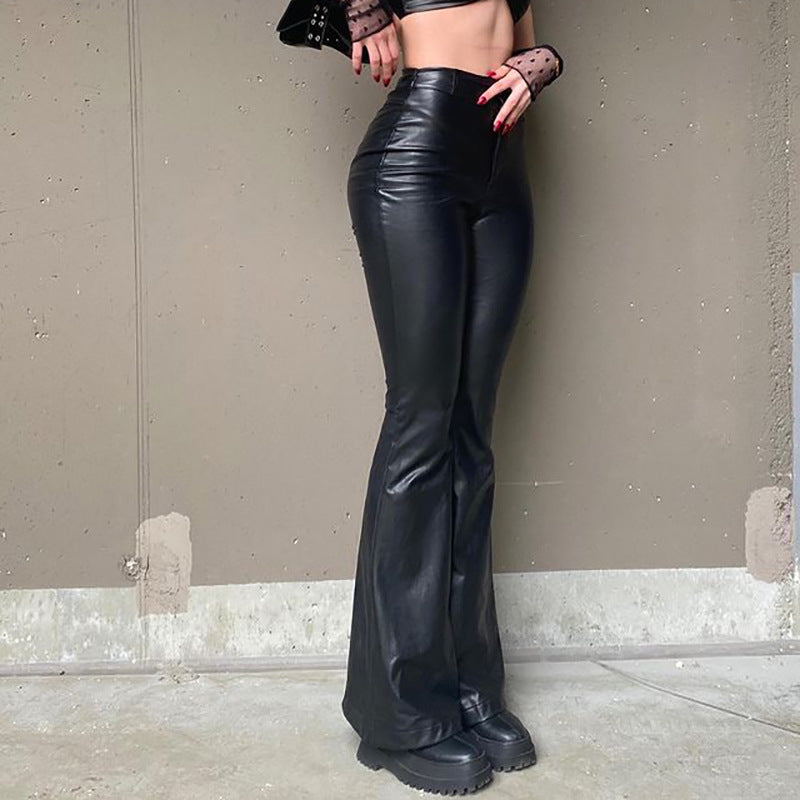 Leather High Waist Stretch Pants