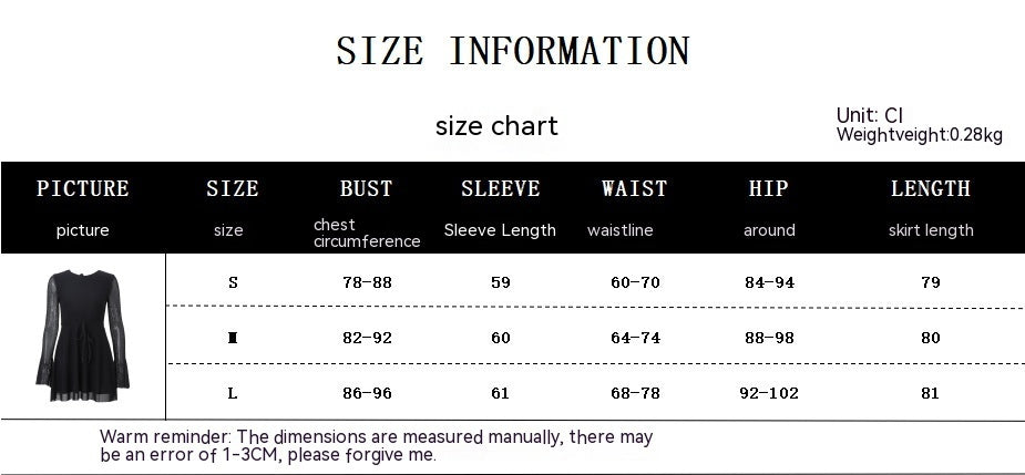 Temperament Crew Neck Horn Long Sleeve Mesh Dress Sexy Backless Skinny Skirt