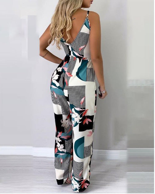 Women's Backless Deep V-Neck Sling Jumpsuit