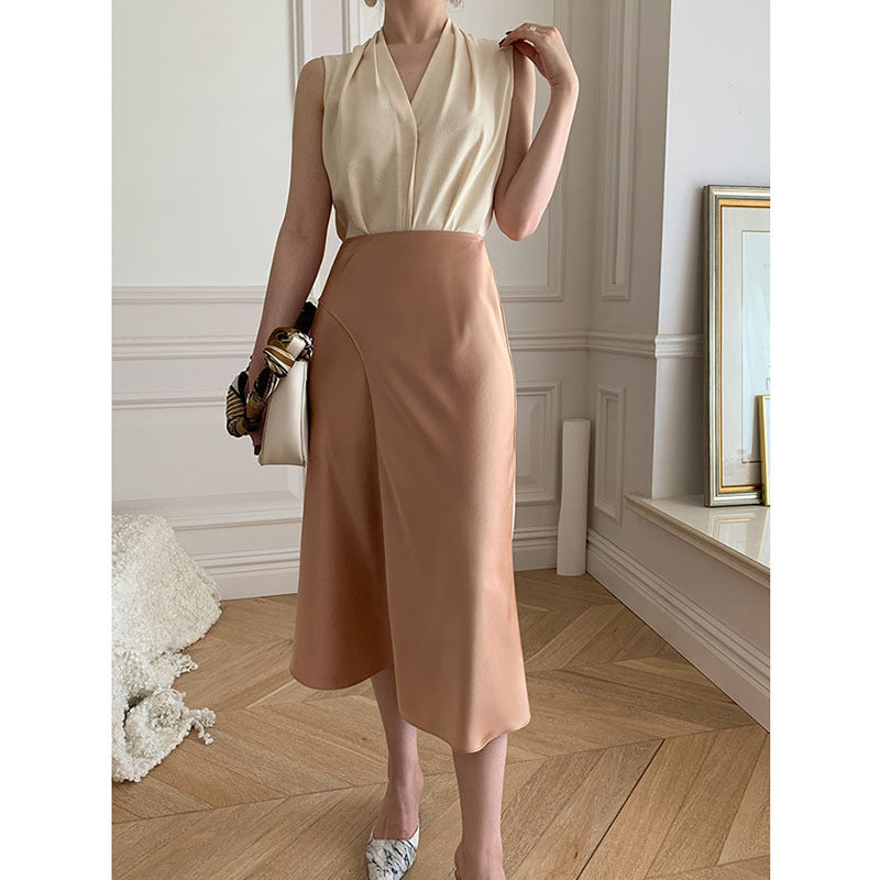 Women's Skirt With Irregular High Waist Was Thin