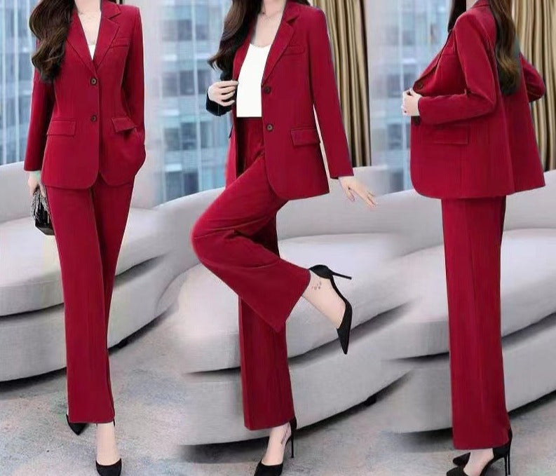 Business Suit Wide Leg Pants Two-piece Suit For Women