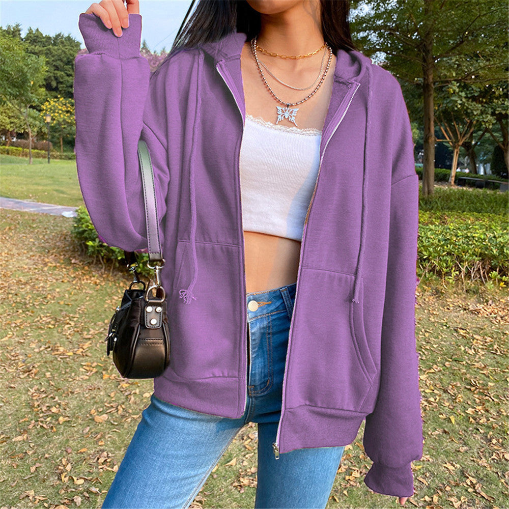 Fashion Loose Street Zip Top