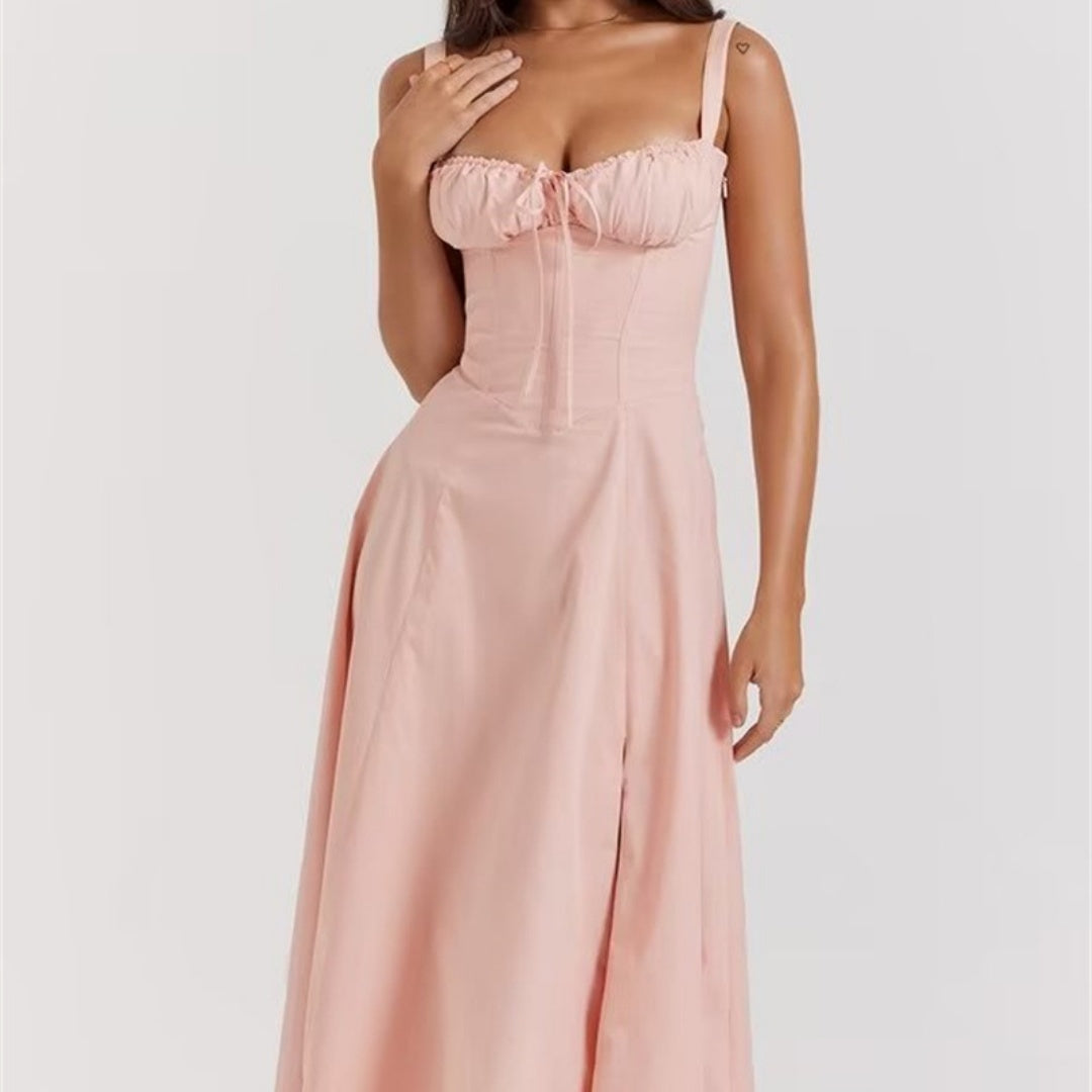 Women's Elegant Corset Lace Up Slim Fit Split Sling Dress