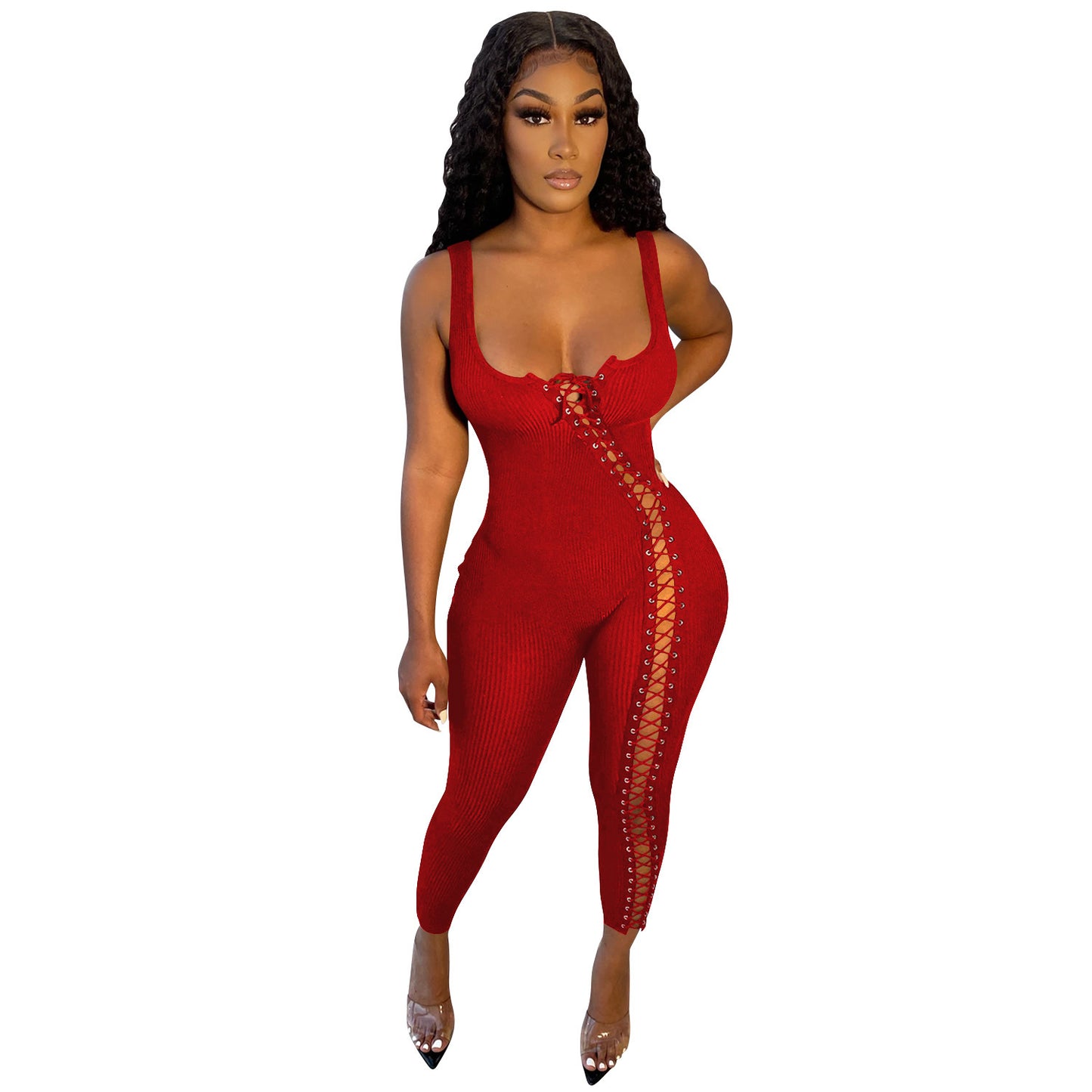 Women's Fashion Simple Strapping Hollow Jumpsuit