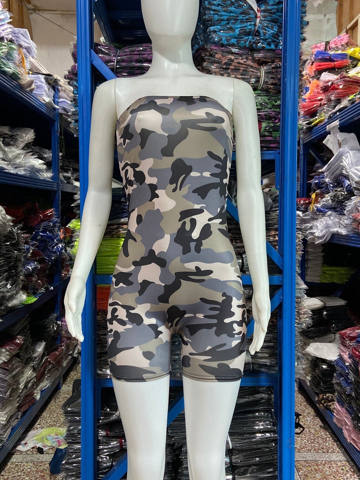 Solid Color Slim-fit Strapless Jumpsuit