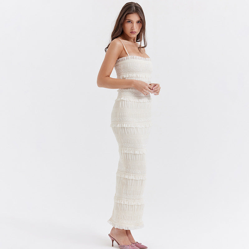 Texture Characteristic Fabric Ruffle Sleeveless Dress