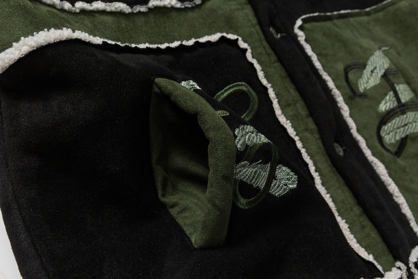 Color Contrast Patchwork Suede Lambswool Coat