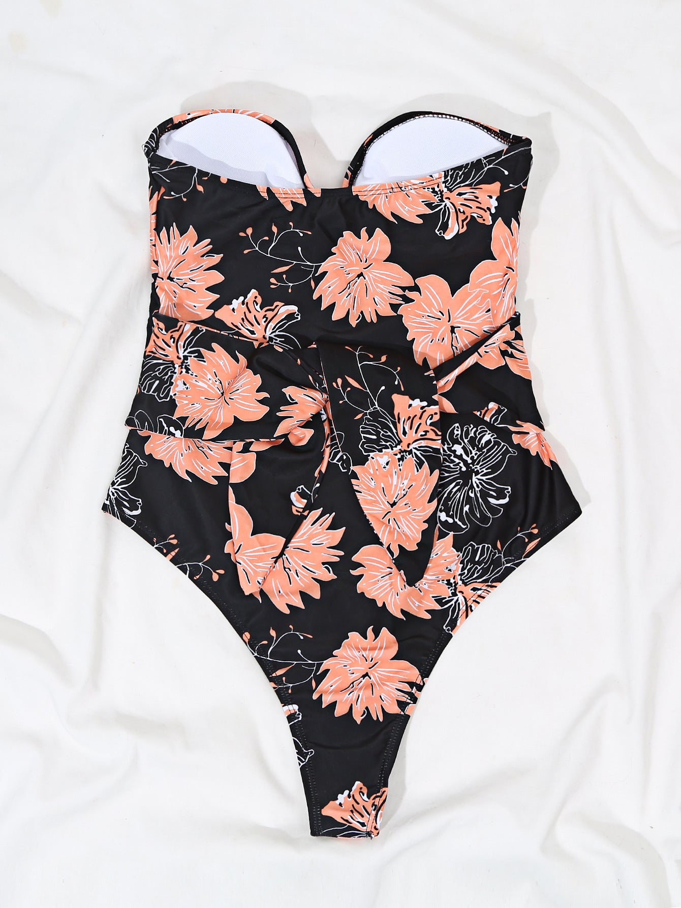 Sexy Strappy Big Flower Print One-piece Swimsuit