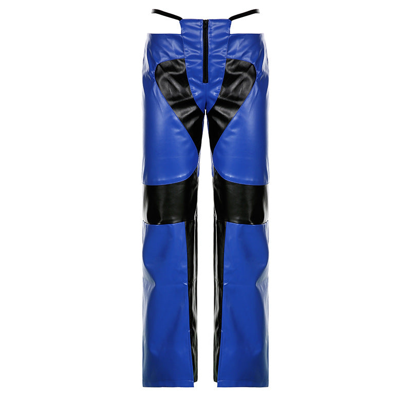 Women's PU Panel With Contrasting Color And Low Waist