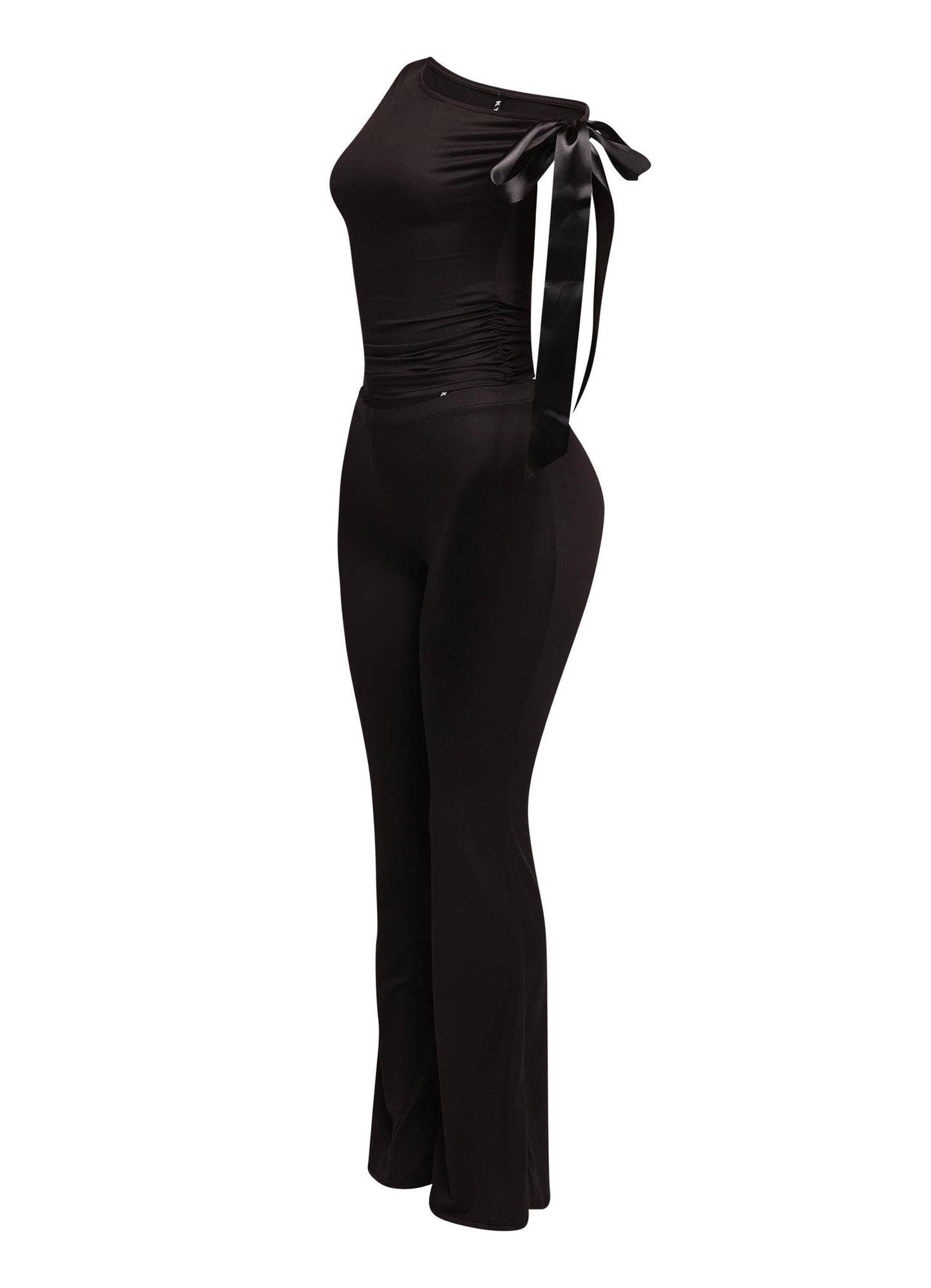 One shoulder tied detailed pants set