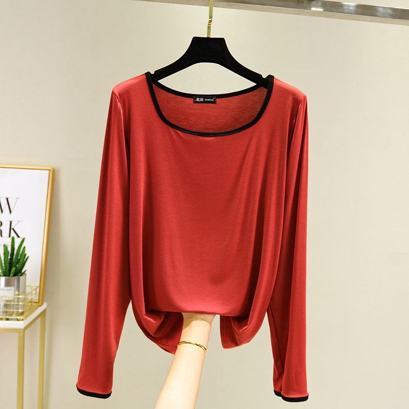 Modal Square Collar Long Sleeve Thin Shirt
