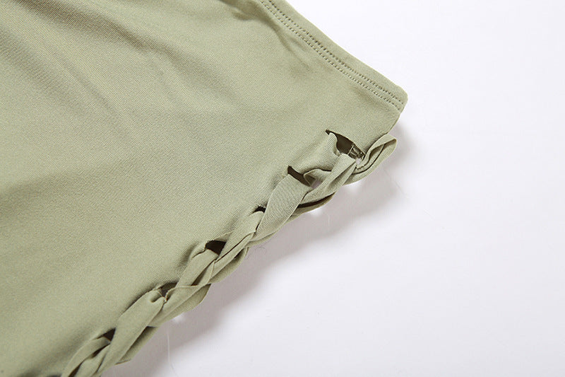Solid Color Hollow Skinny Casual Pants