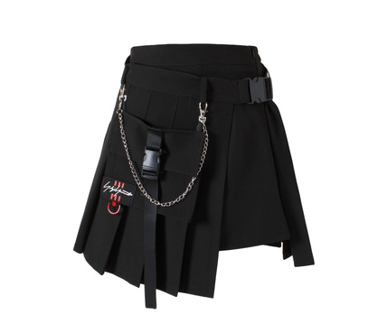 Pleated Skirt Pocket Tooling Female Dark Fat Mm Elastic Waist