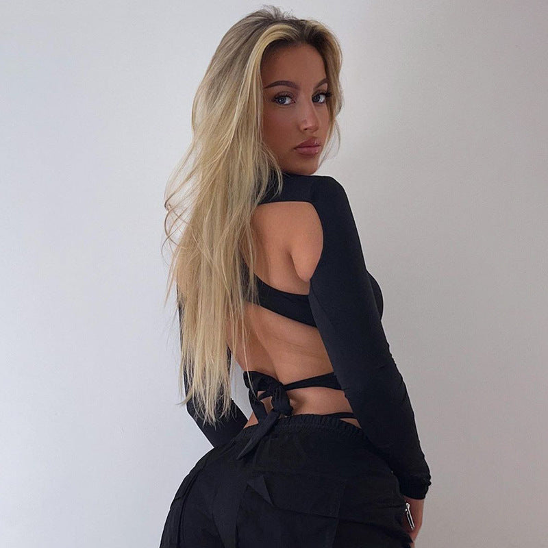 Women's Cross-cut Open-back Tie One-piece