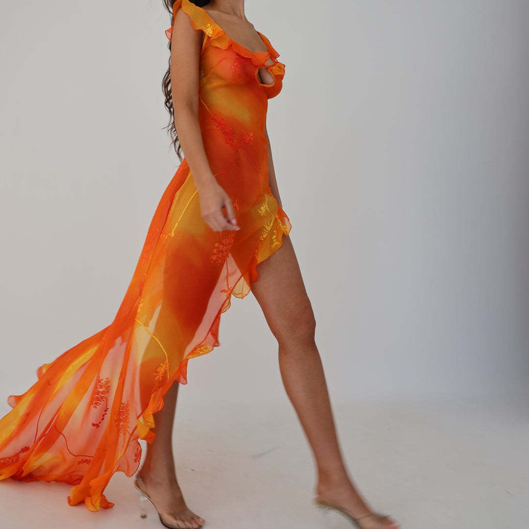 Trailing Style High Split Dress