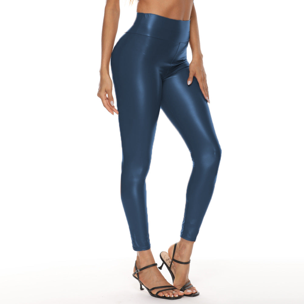 New Multicolor Leather Pants With High Waist And Hips