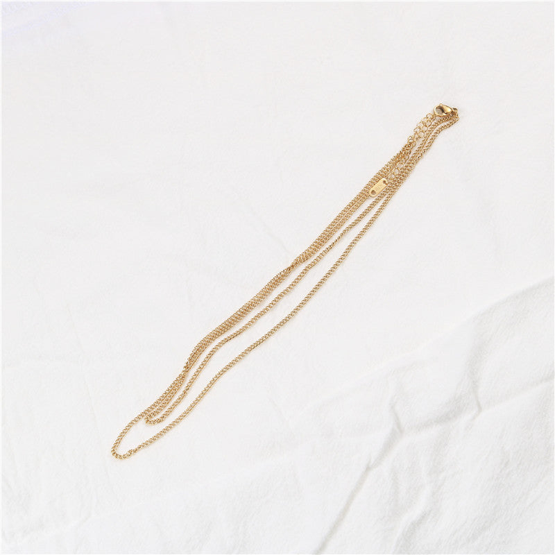 18k Plated Double-layer Flat Curb Necklace Gold Necklace
