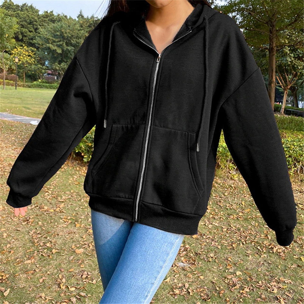 Fashion Loose Street Zip Top
