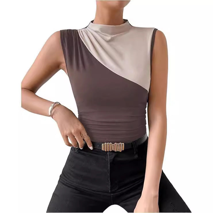 Sleeveless Slim Top Women's Half Turtleneck