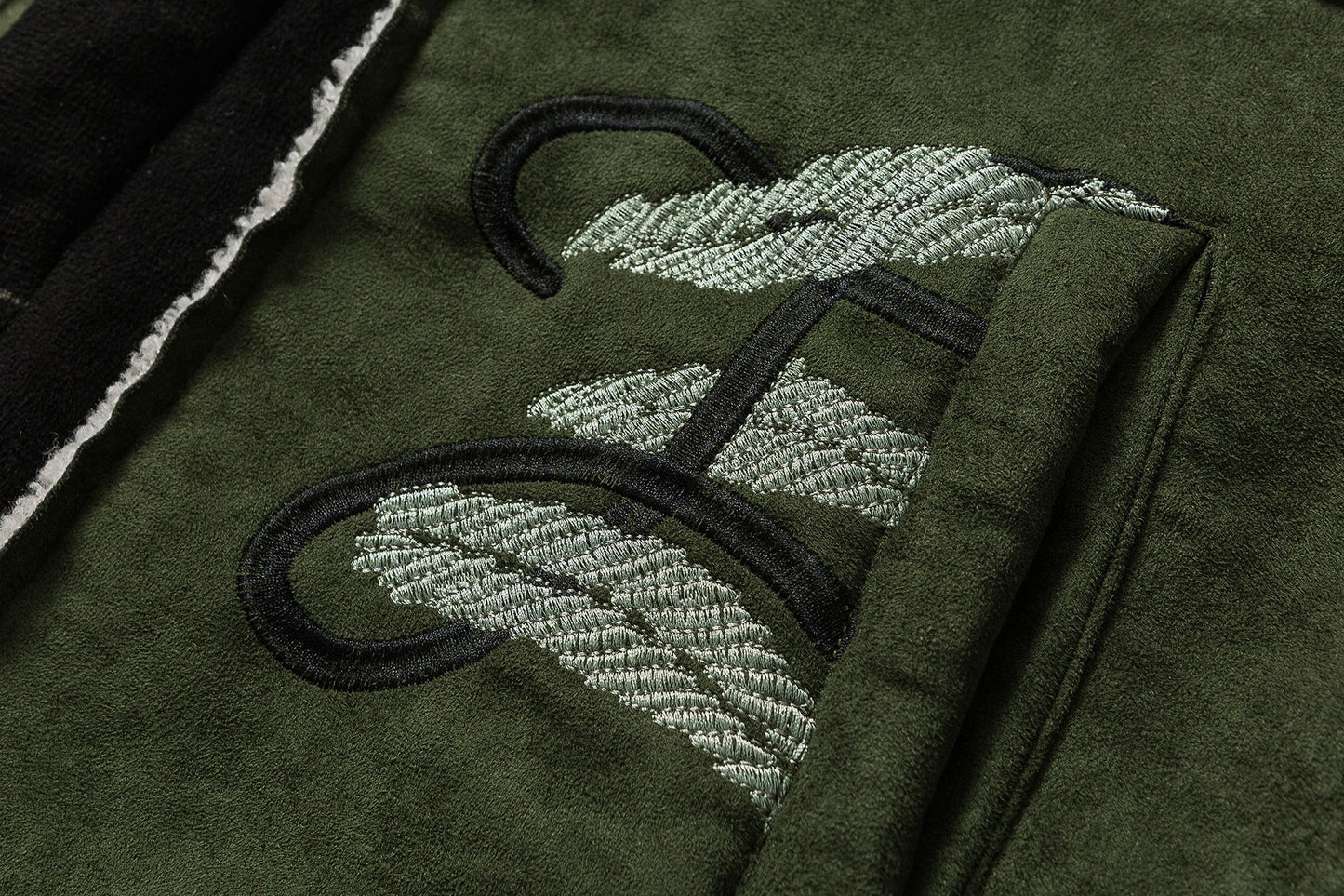 Color Contrast Patchwork Suede Lambswool Coat