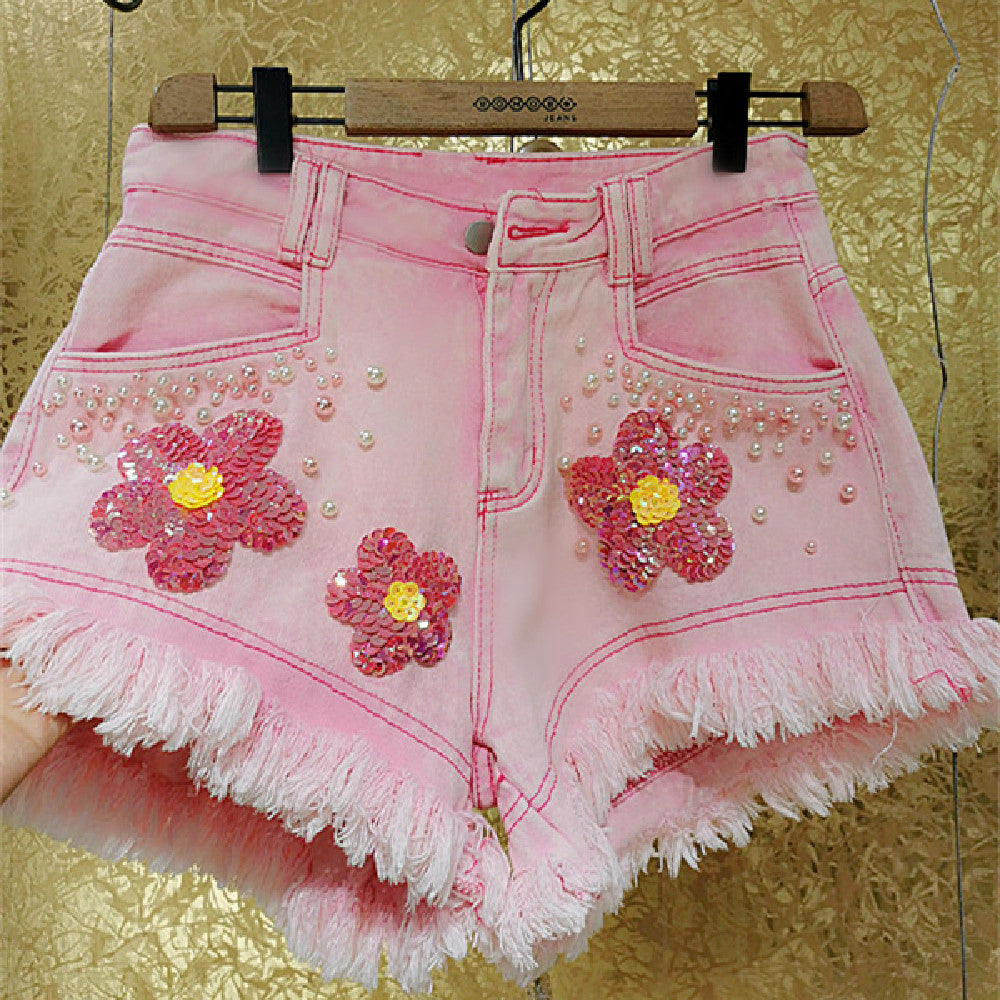Women's Fashion Fringe Edge Denim Shorts