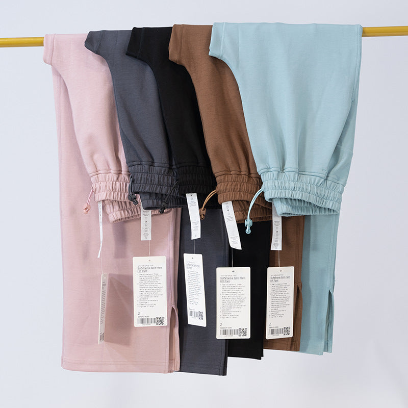 Yoga Clothes Draping Slit Pants Wide Leg Straight High Elastic Trousers