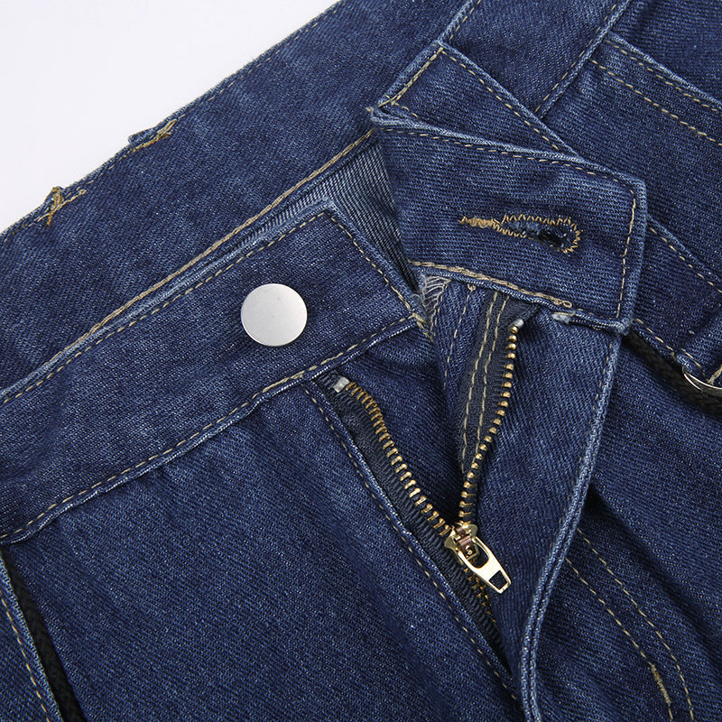 Buckle Design Loose Drape Floor Mop Pants