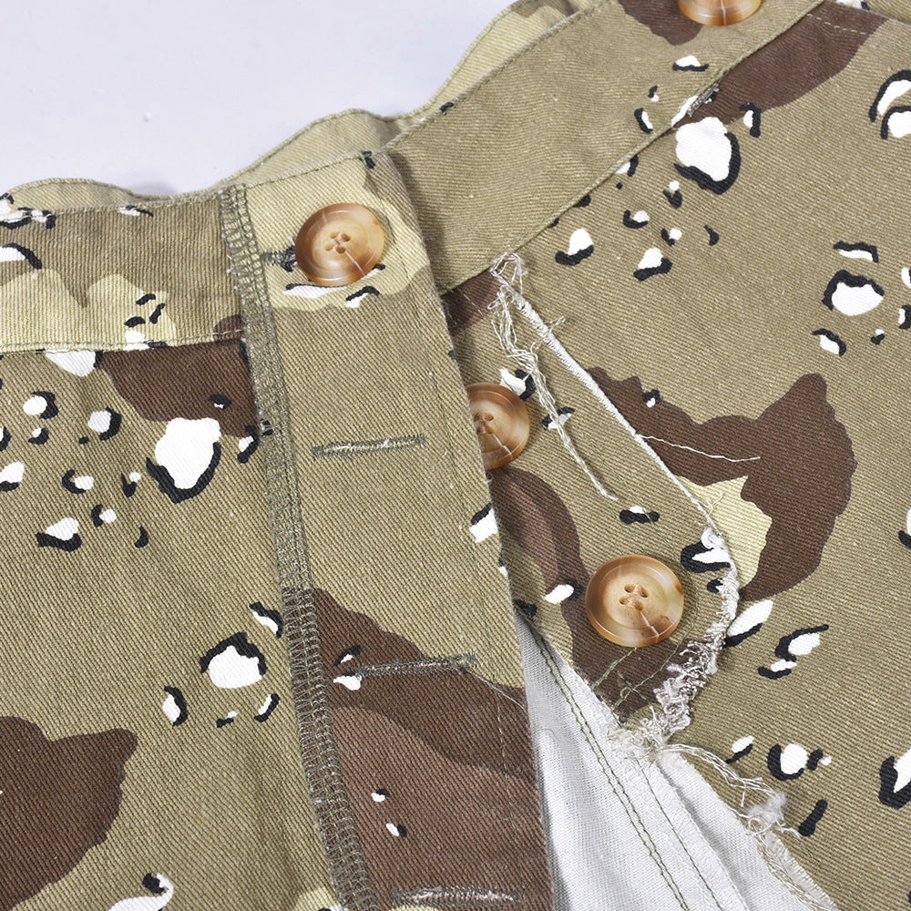 Women's Fashion Personalized Camouflage Washed Skirt