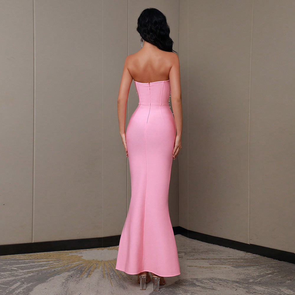 Sleeveless Beaded Long Bandage One-piece Dress Women