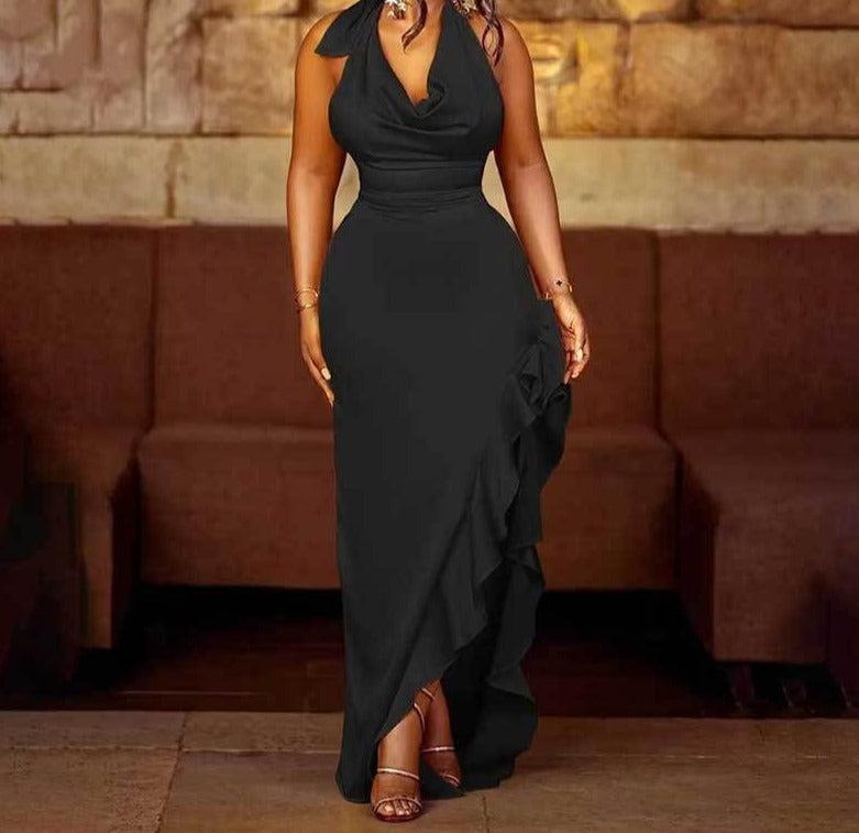 Elegant Sleeveless Halter Sheath Dress Women