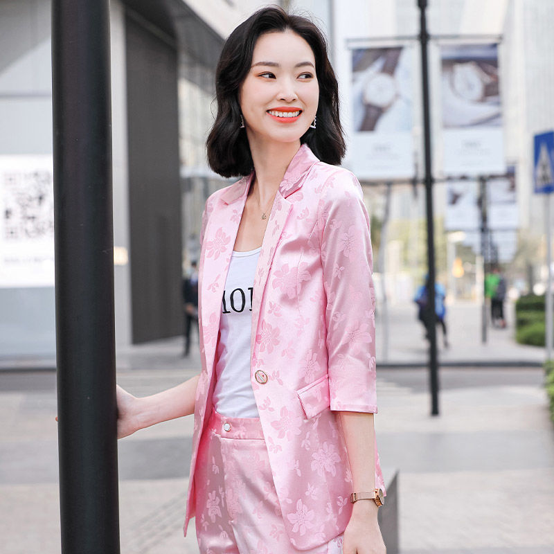 Women's Printed Satin Business Suit Jacket