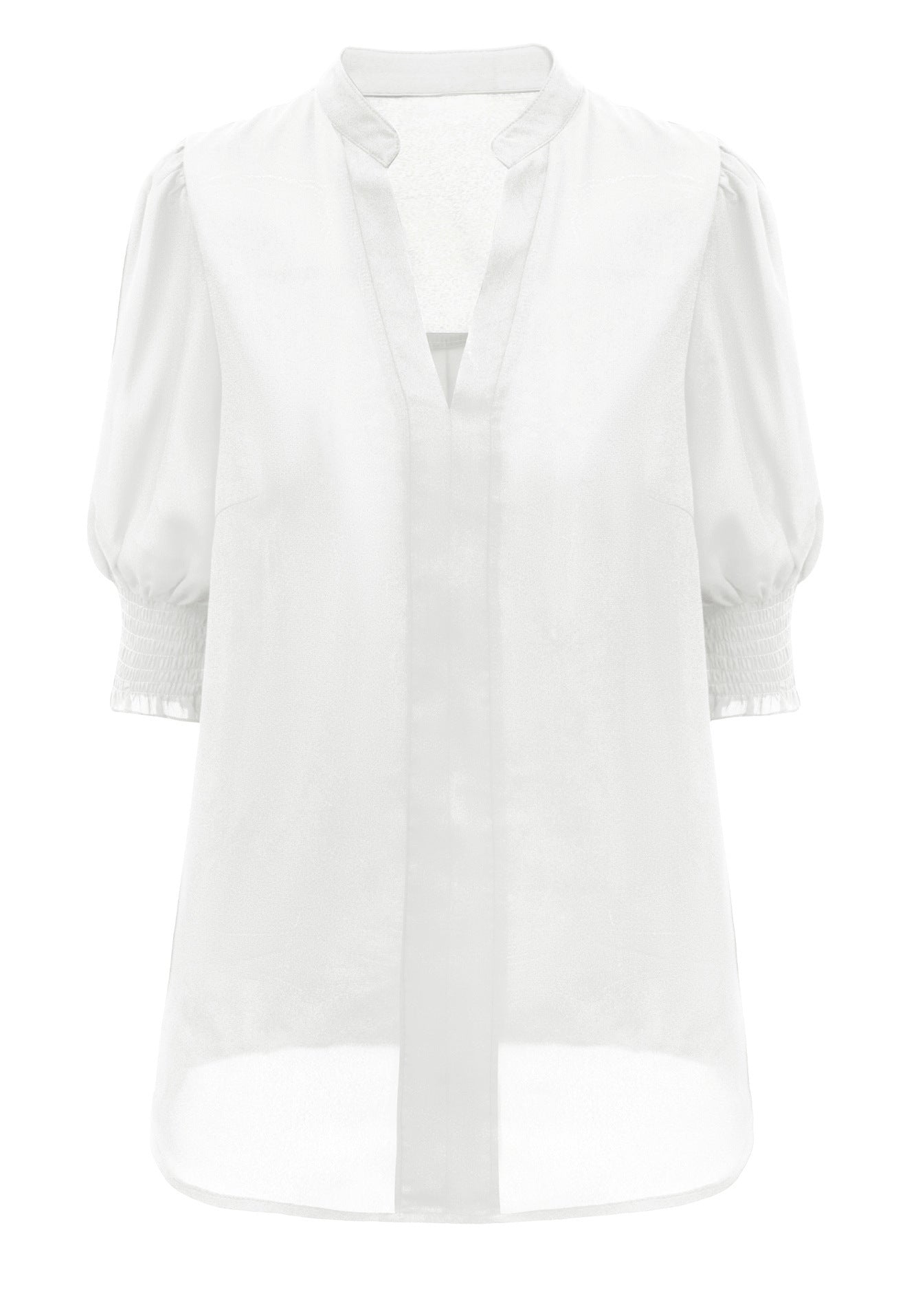 Solid Color Shirt V-neck Chiffon Shirt