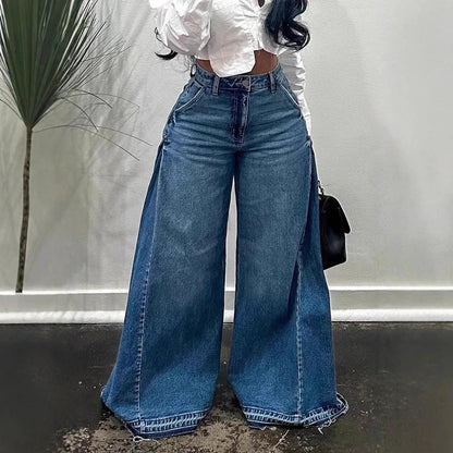 Loose Wide Leg Jeans Stitching Bell-bottom Pants
