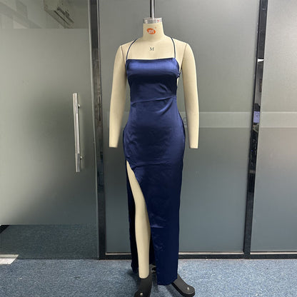Sling Slit Solid Color Dress