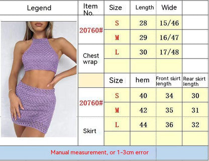 New Halter Backless Vest Hip Knitwear Skirt Suit