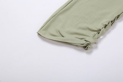 Solid Color Hollow Skinny  Casual Pants