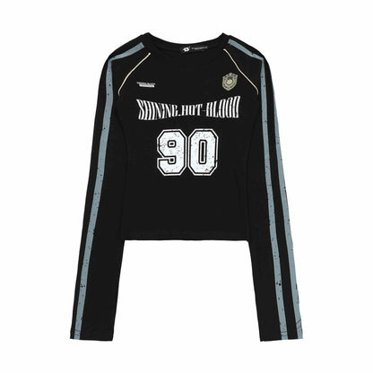 Retro Long-sleeved T-shirt Women's Sports Ball Uniform