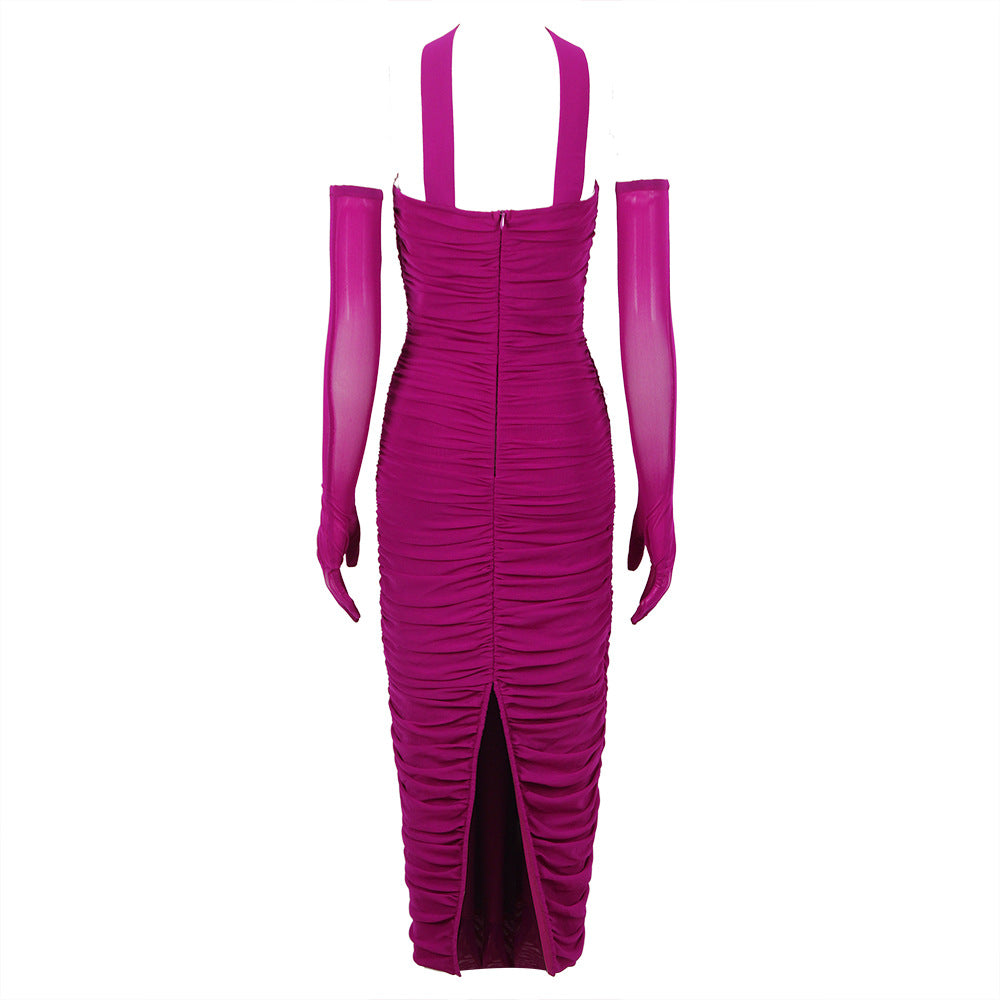 New Fashion Temperament Mesh Stitching Bandage Suspender Dress