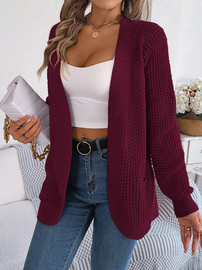 Casual Pocket Long Sleeve Knit Cardigan Sweater