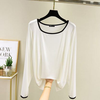 Modal Square Collar Long Sleeve Thin Shirt