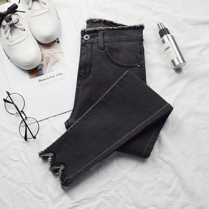 High-rise jeans female nine-point