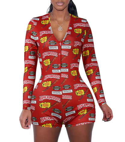 Women's printed long sleeve jumpsuit