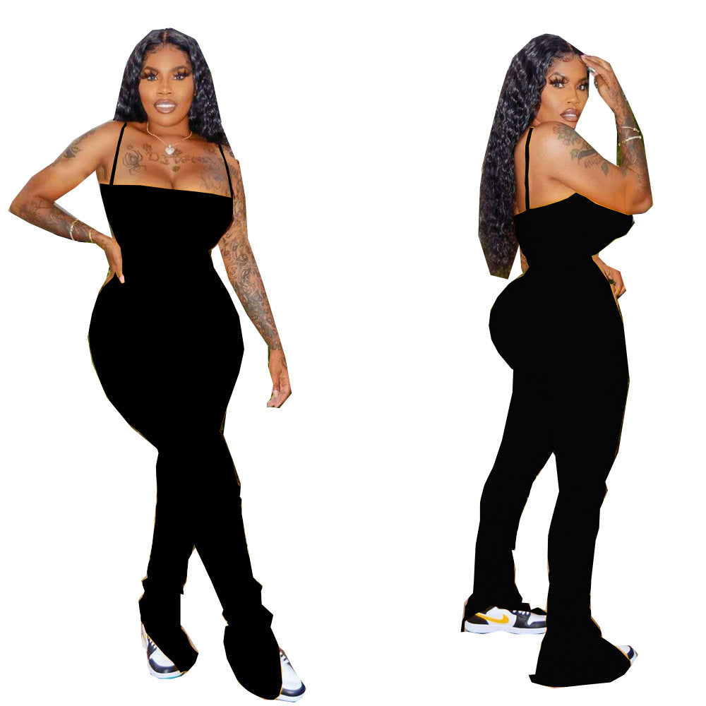 Pleated split micro suspender overalls