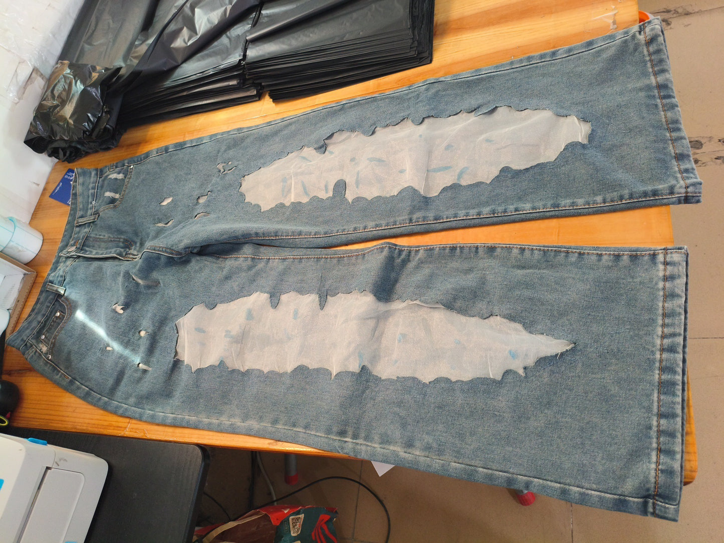 Retro Straight-leg Pants Hollow Texture Niche Design Jeans Y2g Wide Leg