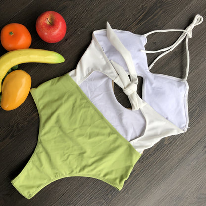 Sexy swimsuit with stitching one-piece bikini