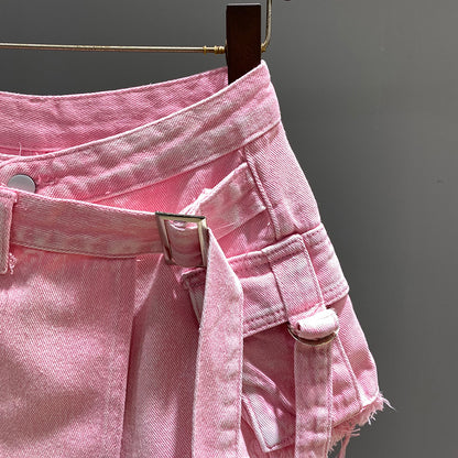 Irregular Denim Culottes Women's High Waist Skirt