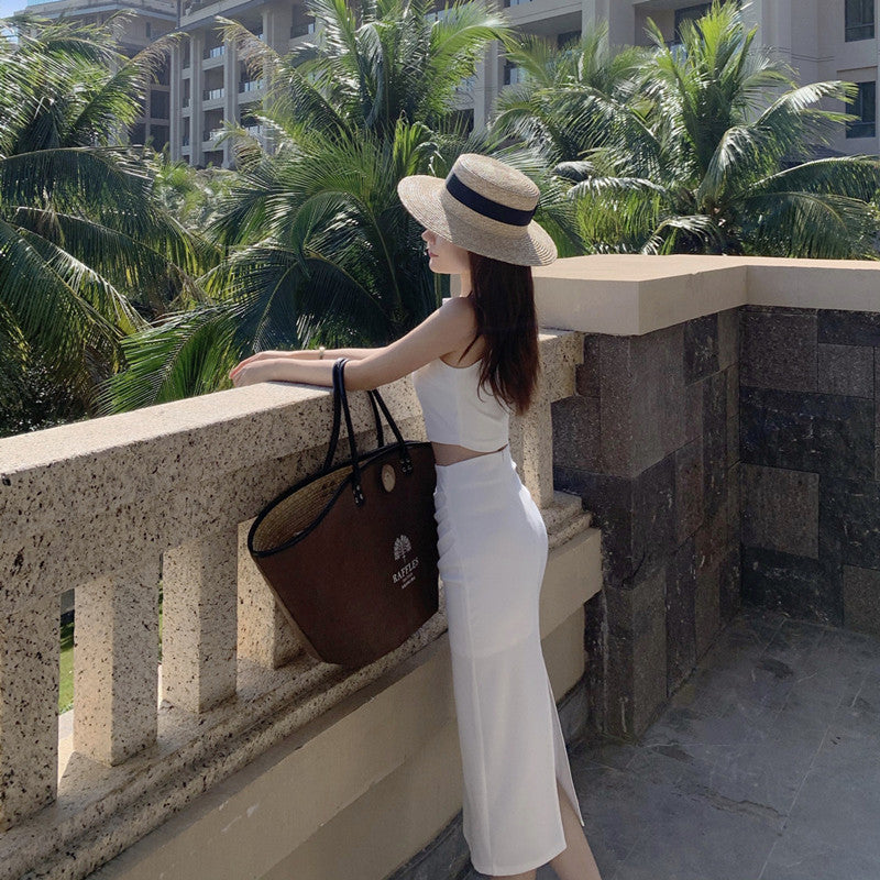 Plain White Sleeveless Cut Out Formal Dress