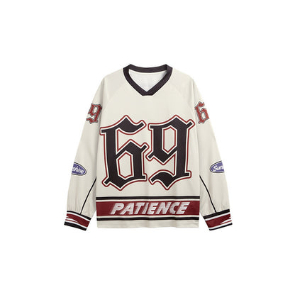 No 69 Digital Printing Long-sleeved T-shirt 4 Autumn And Winter Pullover  Retro